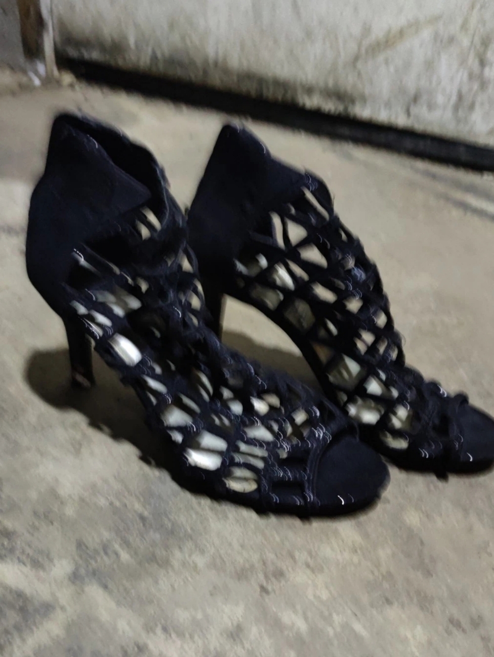a.n.a. Black ankle Open Toe Heels Size 8.5